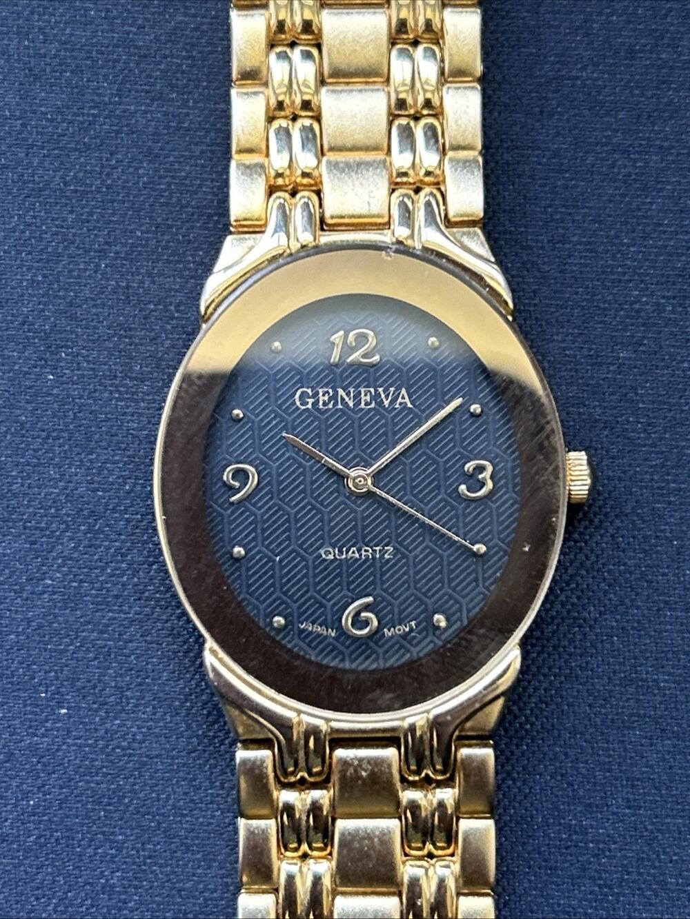 Geneva Black Dial Gold Tone Case And Band Women’s Quartz Watch